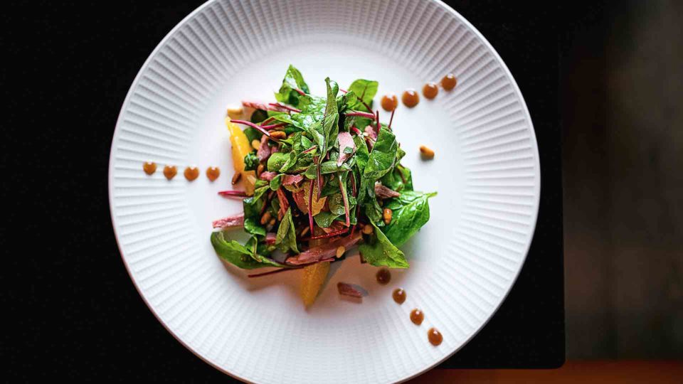 Close up of mixed green salad